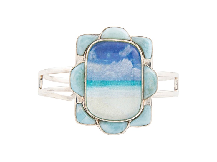 Barse Jewelry Scenic Beach Blue Larimar and Silver Cuff Bracelet