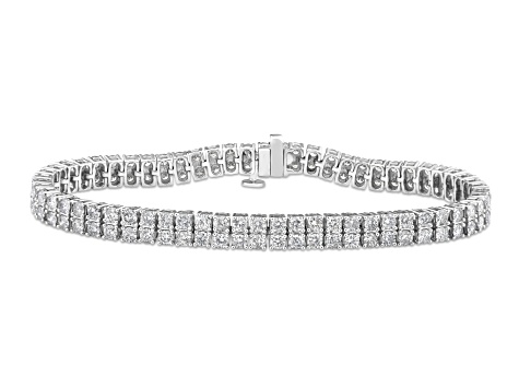 White Diamond 14k Yellow Gold Multi-Row Tennis Bracelet 7.00ctw