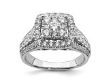 Rhodium Over 14K White Gold Diamond Cluster Engagement Ring 1.53ctw