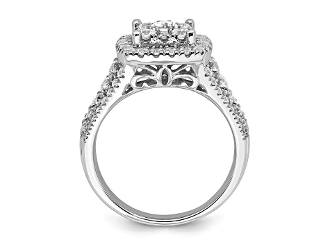 Rhodium Over 14K White Gold Diamond Cluster Engagement Ring 1.53ctw