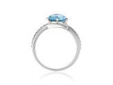 Round Blue Topaz with White Sapphire Accents Crossover Ring, 1.12ctw