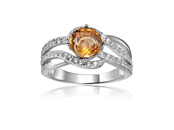 Picture of Round Citrine with White Sapphire Accents Crossover Ring, 1.12ctw