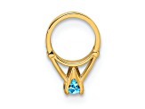 14K Yellow Gold 3D Ring with Aqua Cubic Zirconia Charm