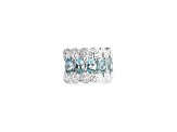 Rhodium Over Sterling Silver Oval Aquamarine and White Zircon Ring 1.98ctw