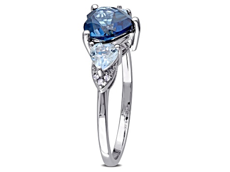 2.20ctw London Blue and Sky Blue Topaz and Diamond Accent Ring in Sterling Silver