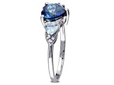2.20ctw London Blue and Sky Blue Topaz and Diamond Accent Ring in Sterling Silver