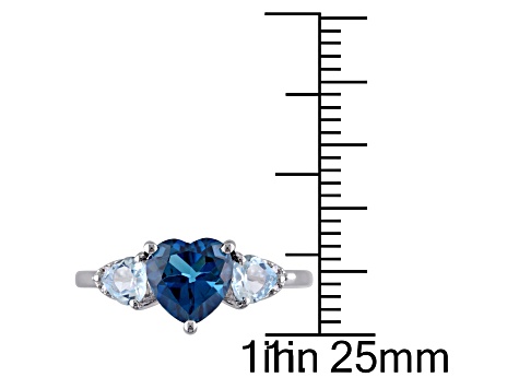 2.20ctw London Blue and Sky Blue Topaz and Diamond Accent Ring in Sterling Silver
