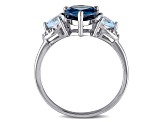 2.20ctw London Blue and Sky Blue Topaz and Diamond Accent Ring in Sterling Silver
