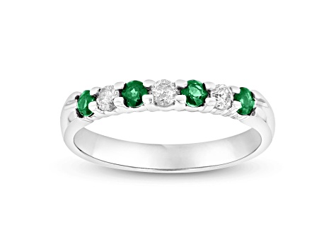 0.50ctw Emerald and Diamond Band Ring in 14k White Gold