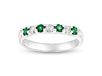 Picture of Emerald and Diamond 14k White Gold Band Ring 0.50ctw