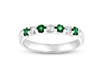 Emerald and Diamond 14k White Gold Band Ring 0.50ctw
