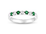 0.50ctw Emerald and Diamond Band Ring in 14k White Gold