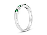 Emerald and Diamond 14k White Gold Band Ring 0.50ctw