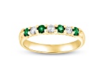 Emerald and Diamond 14k Yellow Gold Band Ring 0.50ctw