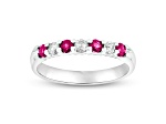 Ruby and Diamond 14k White Gold Band Ring 0.50ctw