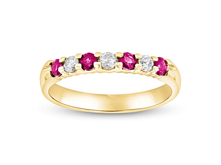 Ruby and Diamond 14k Yellow Gold Band Ring 0.50ctw - 141W3D | JTV