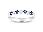 Sapphire and Diamond 14k White Gold Band Ring 0.50ctw