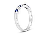 Sapphire and Diamond 14k White Gold Band Ring 0.50ctw