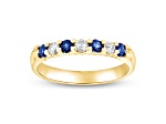 Sapphire and Diamond 14k Yellow Gold Band Ring 0.50ctw