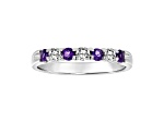 Amethyst and Diamond 14k White Gold Band Ring 0.60ctw