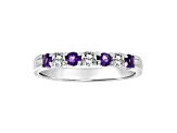 Amethyst and Diamond 14k White Gold Band Ring 0.60ctw