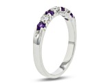 Amethyst and Diamond 14k White Gold Band Ring 0.60ctw