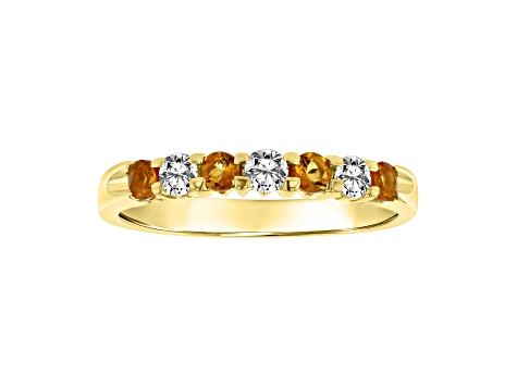 Citrine and Diamond 14k Yellow Gold Band Ring 0.45ctw