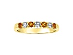 Citrine and Diamond 14k Yellow Gold Band Ring 0.45ctw