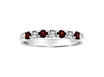 Garnet and Diamond 14k White Gold Band Ring 0.50ctw