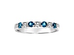 London Blue Topaz and Diamond 14k White Gold Band Ring 0.55ctw