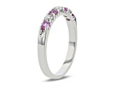 Pink Sapphire and Diamond 14k White Gold Band Ring 0.50ctw