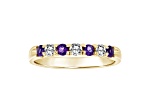 14K Yellow Gold Amethyst and Diamond Wedding Band 0.60ctw