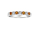 14K White Gold Citrine and Diamond Wedding Band 0.45ctw