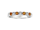 14K White Gold Citrine and Diamond Wedding Band 0.45ctw