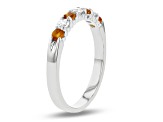 14K White Gold Citrine and Diamond Wedding Band 0.45ctw