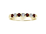 14K Yellow Gold Garnet and Diamond Wedding Band 0.50ctw