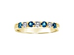 14K Yellow Gold London Blue Topaz and Diamond Wedding Band 0.55ctw