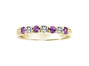 14K Yellow Gold Pink Sapphire and Diamond Wedding Band 0.50ctw