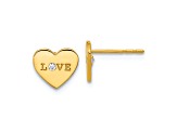 14k Yellow Gold Polished Love Cubic Zirconia Heart Stud Earrings