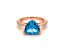 Trillion Swiss Blue Topaz and Cubic Zirconia 14K Rose Gold Over Sterling Silver Ring