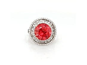 7.80 Cts Rhodochrosite and 1.52 Cts White Diamond Ring in 18K WG