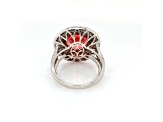 7.80 Cts Rhodochrosite and 1.52 Cts White Diamond Ring in 18K WG