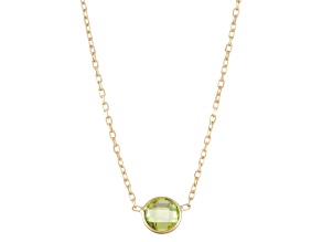 Round Peridot 10K Yellow Gold Station Necklace 0.85ctw