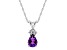 7x5mm Pear Shape Amethyst with Diamond Accents 14k White Gold Pendant With Chain