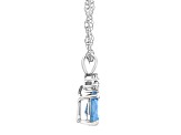 7x5mm Pear Shape Aquamarine with Diamond Accents 14k White Gold Pendant With Chain