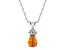 7x5mm Pear Shape Citrine with Diamond Accents 14k White Gold Pendant With Chain