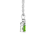 7x5mm Pear Shape Peridot with Diamond Accents 14k White Gold Pendant With Chain