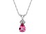 7x5mm Pear Shape Pink Topaz with Diamond Accents 14k White Gold Pendant With Chain