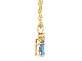 7x5mm Pear Shape Aquamarine with Diamond Accents 14k Yellow Gold Pendant With Chain