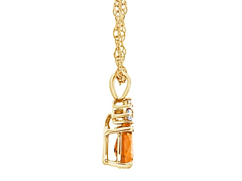 7x5mm Pear Shape Citrine with Diamond Accents 14k Yellow Gold Pendant With Chain